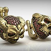 Мужское кольцо Череп с девами из серебра 925