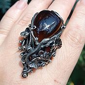 Украшения handmade. Livemaster - original item Ring silver. Ring with a lizard. Ring with rauchtopaz.. Handmade.