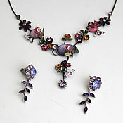 Винтаж handmade. Livemaster - original item Vintage floral necklace and earring set. Handmade.