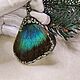Blue Butterfly pendant, Vintage decoration with Morpho Wings, Pendant, Nizhnij Tagil,  Фото №1