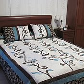 Для дома и интерьера handmade. Livemaster - original item Set bedspread and pillows "Dreams of Eden" turquoise and chocolate. Handmade.