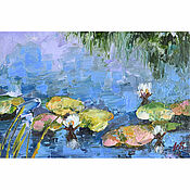 Картины и панно handmade. Livemaster - original item Miniature oil water lilies 