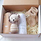 Работы для детей, handmade. Livemaster - original item A gift for the birth of a child, a gift for a newborn with a lion cub. Handmade.