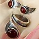 Sirun.  Earrings and ring with carnelian in 925 silver, Jewelry Sets, Moscow,  Фото №1