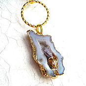 Украшения handmade. Livemaster - original item Agate cut pendant with druse, amethyst and gold. Handmade.