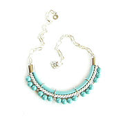 Украшения handmade. Livemaster - original item Swarovski pearl necklace, mint necklace, turquoise necklace. Handmade.