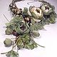 Flowers Of The Forest Fairies. Jewelry set. A necklace, three brooches, earrings