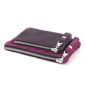 Сумки и аксессуары handmade. Livemaster - original item Double leather wallet-purple cosmetic bag-suede. Handmade.