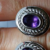 Винтаж: Серьги кольцо под бриллианты серебро 875 СССР винтаж комплект