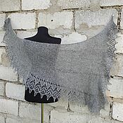 Аксессуары handmade. Livemaster - original item Scarf Fichu Bacchus Delicate Shawl Knitting Caterina Light Grey. Handmade.
