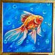 Golden fish oil painting in a frame. Pictures. Yulia Berseneva ColoredCatsArt. Online shopping on My Livemaster.  Фото №2