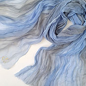 Аксессуары handmade. Livemaster - original item Blue Stole Scarf Silk Air Sky Blue Silk 100%. Handmade.