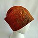 Beanie women's felted hat. color terracotta, Caps, Tomsk,  Фото №1