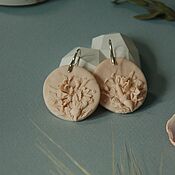 Украшения handmade. Livemaster - original item Round earrings with floral bas-relief. Handmade.
