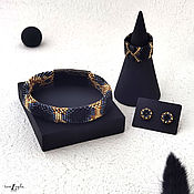 Украшения handmade. Livemaster - original item Black Python - a set of jewelry made of Japanese beads. Handmade.