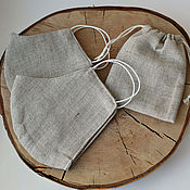 Аксессуары handmade. Livemaster - original item Reusable protective mask made of linen with a pouch.. Handmade.