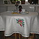 Tablecloth with embroidery round linen ' happy New Year!', Tablecloths, Ramenskoye,  Фото №1