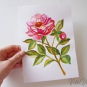Картины и панно handmade. Livemaster - original item Paintings: watercolor drawing of a blooming peony. Handmade.