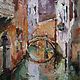 Oil painting on canvas Venice (terracotta green Canal), Pictures, Yuzhno-Uralsk,  Фото №1