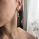 Серьги с черным ониксом и лунным камнем. Серьги классические. Sparkle. Ярмарка Мастеров.  Фото №5