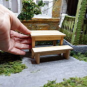 Куклы и игрушки handmade. Livemaster - original item Furniture for dolls: Table and benches for a dollhouse in 1:12 scale. Handmade.