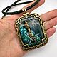 Маяк на офите, живопись маслом. Кулон из латуни. Кулон. bijoux_de_Mari. Интернет-магазин Ярмарка Мастеров.  Фото №2
