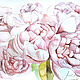 Large watercolor painting on paper. Painting with peonies, Pictures, Moscow,  Фото №1