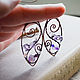 Copper earrings with Amethyst Small purple earrings with stones, Earrings, Ulan-Ude,  Фото №1