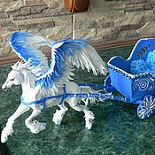 фигурка масштаб 1:12 "лошадь с синей упряжью" (игрушка лошади)