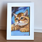 Картины и панно handmade. Livemaster - original item Pastel cat 