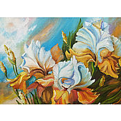 Картины и панно handmade. Livemaster - original item Painting iris flowers 
