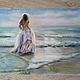 Girl and sea pastel Painting (waves light purple green). Pictures. Pastelena. My Livemaster. Фото №5
