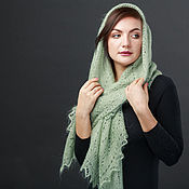 Аксессуары handmade. Livemaster - original item Pistachio down scarf (green). Handmade.