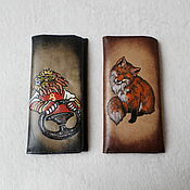 Сумки и аксессуары handmade. Livemaster - original item Leather wallets with engraving and painting to order.. Handmade.