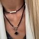 Комплект из чёрной Шпинели с натуральным Жемчугом. Чокер. Ivanova jewelry. Интернет-магазин Ярмарка Мастеров.  Фото №2