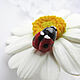 Chamomile with Ladybug Ring Massive Ring with white flower. Rings. Bionika - Polymer Clay Jewelry (Bionika). My Livemaster. Фото №4