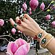 Зеленое кольцо из бисера "I SEE". Золотое кольцо с глазом. Кольца. STATEMENTS JEWELRY Only_you_byElena. Ярмарка Мастеров.  Фото №4