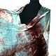 Scarf turquoise with brown fabric cotton with silk, Scarves, Tver,  Фото №1