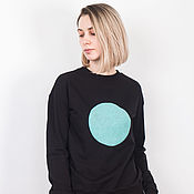 Одежда handmade. Livemaster - original item Black sweatshirt with a mint circle. Handmade.