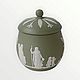Винтаж: Wedgwood Jasperware редкая баночка с крышкой в оливковом цвете. Шкатулки винтажные. Decor.mylove. Интернет-магазин Ярмарка Мастеров.  Фото №2