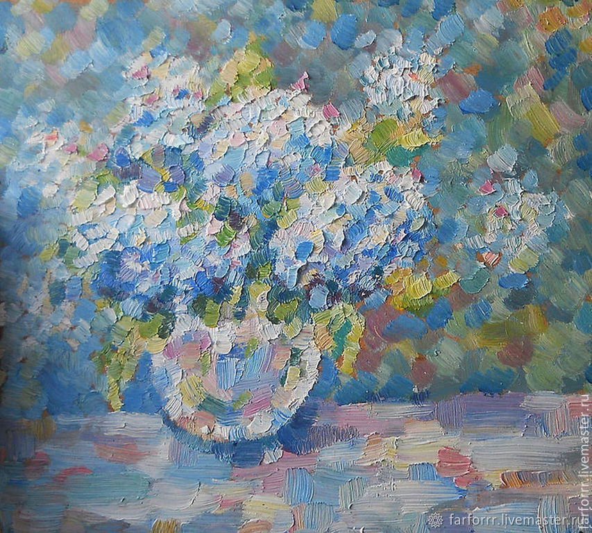 Картина маслом голубая
