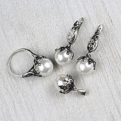 Украшения handmade. Livemaster - original item Jewelry Set Pearl 925 Sterling Silver DD0136. Handmade.
