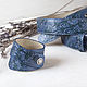 Blue Leather Cuff Bracelet, Width 4 cm. Cuff bracelet. Two Starlings. My Livemaster. Фото №5