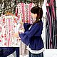 Накидка синяя "Лебеди". Народные рубахи. СЛАВный стиль от Заряны и Анны. Ярмарка Мастеров.  Фото №4