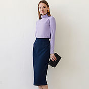 Одежда handmade. Livemaster - original item Pencil skirt narrowed midi blue knitted tight-fitting viscose. Handmade.