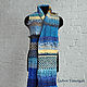 Blue Knitted Wool Scarf Long Stripes Oversized Knit Classy Scarf. Scarves. KingdomKnitting (kingdomofknitting). Online shopping on My Livemaster.  Фото №2
