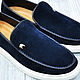 Slip-ons for men, made of natural suede, in dark blue color!. Slip-ons. SHOES&BAGS. My Livemaster. Фото №6