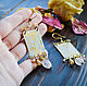Order Brass boho earrings 'Romantic Pansies' with rose quartz. Strangell Jewelry. Livemaster. . Earrings Фото №3