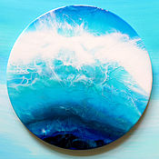 Абстрактная картина из смолы - Дыхание океана 78 см