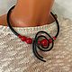 Handmade jewelry. Decoration Svetlana Boiko Voronezh. Stylish jewelry to purchase in the online store. Red and black necklace. Necklaces of coral, natural stones. Rubber cord jewelry rubber
